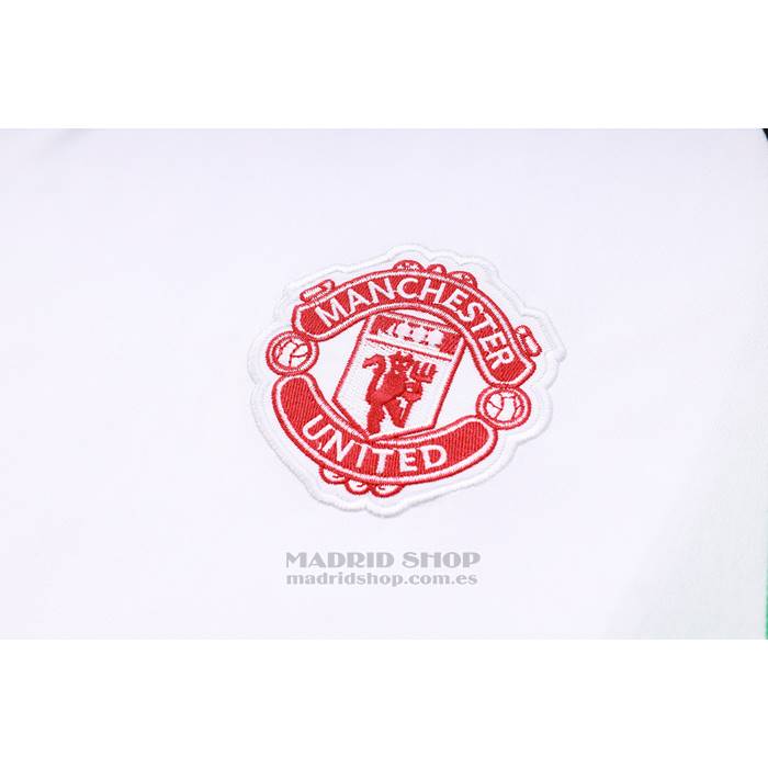 Chandal del Manchester United Manga Corta 2023-2024 Blanco y Negro - Pantalon Corto